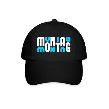 Motiv Montag Weiß/Cyan - Baseballkappe - Schwarz/Schwarz - Vorne