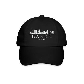 Basel Skyline, Basel Schweiz - Baseballkappe - Schwarz/Schwarz - Vorne