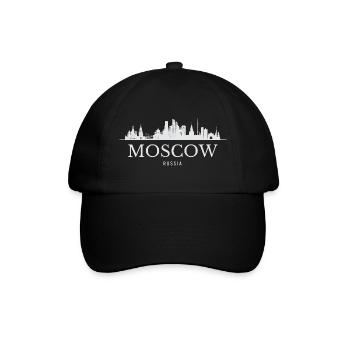 Moskauer Skyline, Moskau Russland - Baseballkappe - Schwarz/Schwarz - Vorne