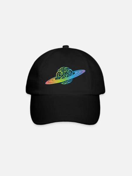 Mehrfarbiger Spiralplanet - Baseballkappe - Schwarz/Schwarz