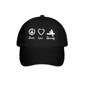 Peace Love Rowing - Baseballkappe - Schwarz/Schwarz - Vorne