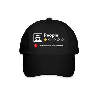 Menschen 1 Stern Bewertung Lustiges Sarkasmus - Baseballkappe - Schwarz/Schwarz - Vorne