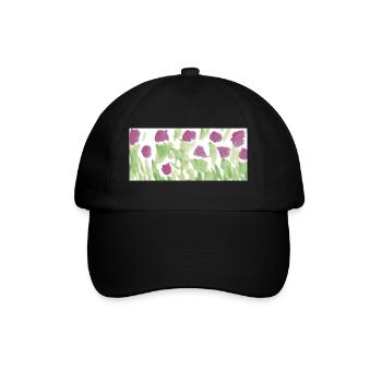 Das Leben ist eine Blumenwiese - Baseballkappe - Schwarz/Schwarz - Vorne