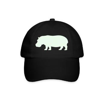 Hippo Silhouette in Pastellgrün - Baseballkappe - Schwarz/Schwarz - Vorne