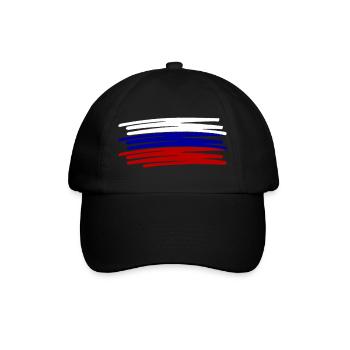Russland Flagge Fahne Strichzeichnung gemalt - Baseballkappe - Schwarz/Schwarz - Vorne