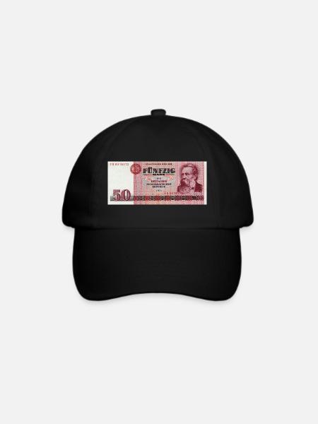 50 Markschein der DDR - Baseballkappe - Schwarz/Schwarz