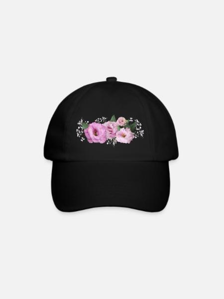 Blumen Rosa - Baseballkappe - Schwarz/Schwarz