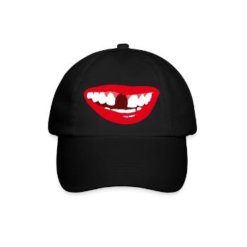 Lachen mit Zahnlücke Lustiges Design - Baseballkappe - Schwarz/Schwarz - Vorne