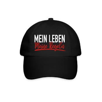Mein Leben - meine Regeln - Baseballkappe - Schwarz/Schwarz - Vorne