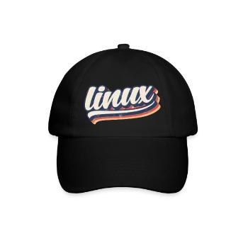 Linux-| Retro Vintage Logo - Baseballkappe - Schwarz/Schwarz - Vorne