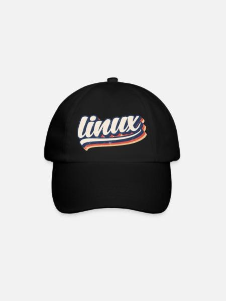 Linux-| Retro Vintage Logo - Baseballkappe - Schwarz/Schwarz