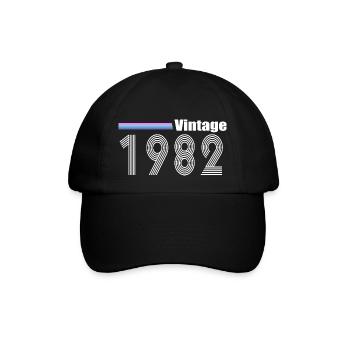 Jahrgang 1982 - Baseballkappe - Schwarz/Schwarz - Vorne