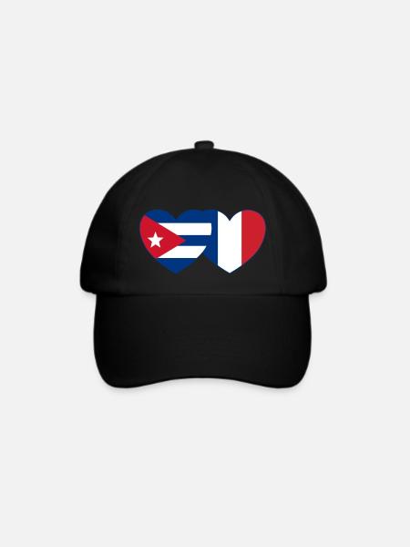 Kuba Frankreich Flagge Herz - Baseballkappe - Schwarz/Schwarz