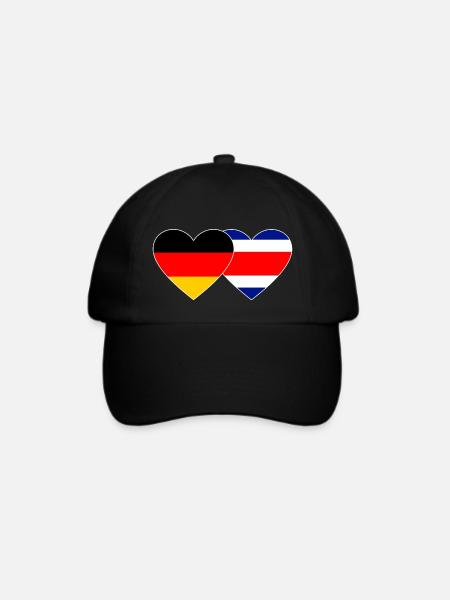 Deutschland Costa Rica Flagge Herz - Baseballkappe - Schwarz/Schwarz