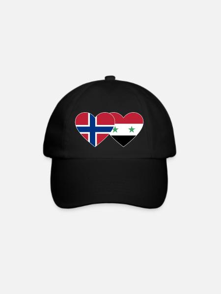 Norwegen Syrien Flagge Herz - Baseballkappe - Schwarz/Schwarz