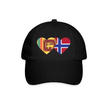 Siri Lanka Norwegen Flagge Herz - Baseballkappe - Schwarz/Schwarz - Vorne