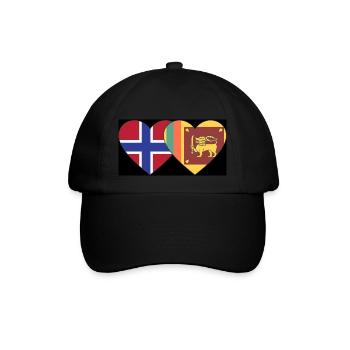 Norwegen Siri Lanka Flagge Herz - Baseballkappe - Schwarz/Schwarz - Vorne