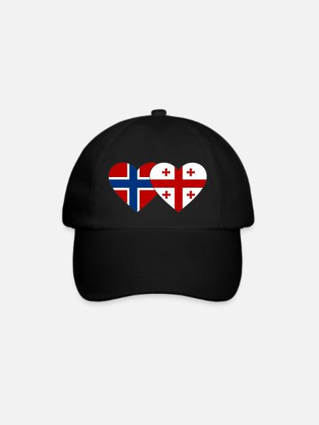 Norwegen Georgien Flagge Herz - Baseballkappe - Schwarz/Schwarz