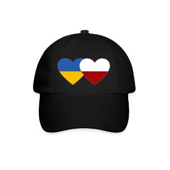 Ukraine Polen Flagge Herz - Baseballkappe - Schwarz/Schwarz - Vorne
