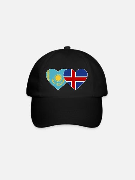 Kasachstan Island Flagge Herz - Baseballkappe - Schwarz/Schwarz