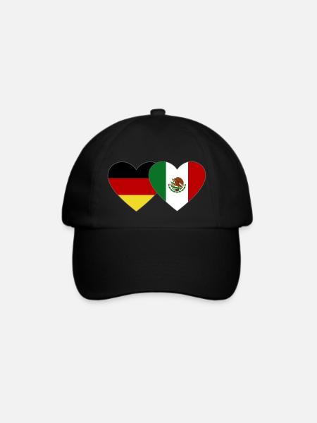 Deutschland Mexiko Flagge Herz - Baseballkappe - Schwarz/Schwarz