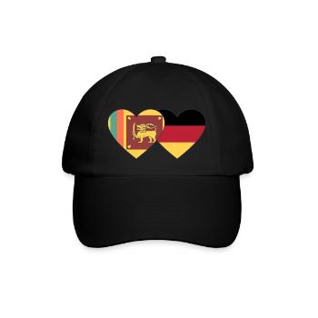 Siri Lanka Deutschland Flagge Herz - Baseballkappe - Schwarz/Schwarz - Vorne