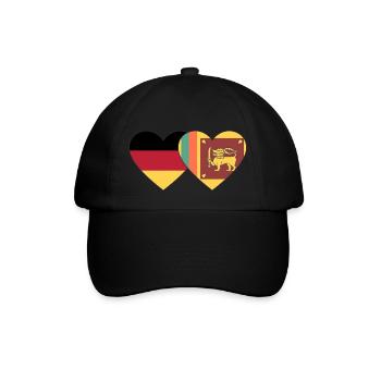 Deutschland Siri Lanka Flagge Herz - Baseballkappe - Schwarz/Schwarz - Vorne