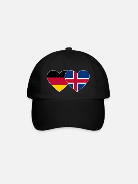 Deutschland Island Flagge Herz - Baseballkappe - Schwarz/Schwarz