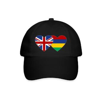 England Mauritius Flagge Herz - Baseballkappe - Schwarz/Schwarz - Vorne