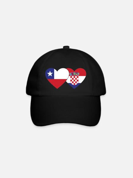 Chile Kroatien Flagge Herz - Baseballkappe - Schwarz/Schwarz