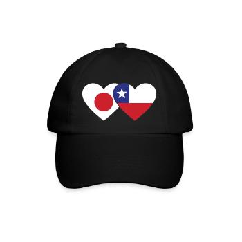 Japan Chile Flagge Herz - Baseballkappe - Schwarz/Schwarz - Vorne
