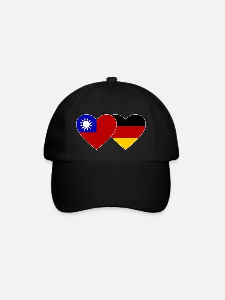 Taiwan Deutschland Flagge Herz - Baseballkappe - Schwarz/Schwarz