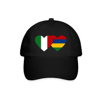 Italien Mauritius Flagge Herz - Baseballkappe - Schwarz/Schwarz - Vorne