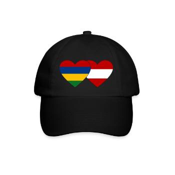 Mauritius Österreich Flagge Herz - Baseballkappe - Schwarz/Schwarz - Vorne