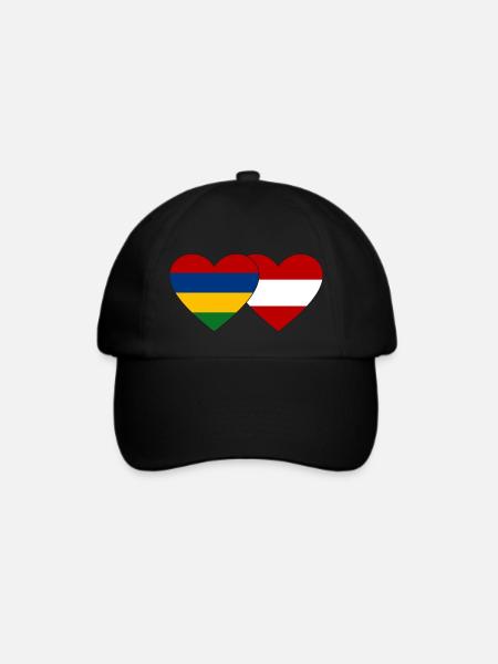 Mauritius Österreich Flagge Herz - Baseballkappe - Schwarz/Schwarz