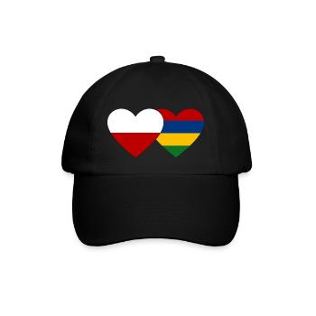 Polen Mauritius Flagge Herz - Baseballkappe - Schwarz/Schwarz - Vorne