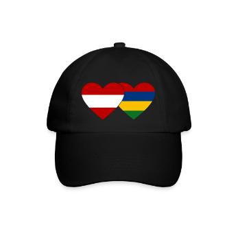 Österreich Mauritius Flagge Herz - Baseballkappe - Schwarz/Schwarz - Vorne