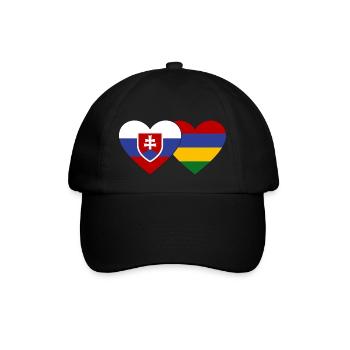Slowakei Mauritius Flagge Herz - Baseballkappe - Schwarz/Schwarz - Vorne