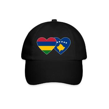 Mauritius Bosnien Flagge Herz - Baseballkappe - Schwarz/Schwarz - Vorne