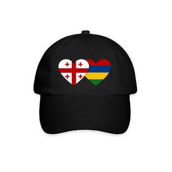 Georgien Mauritius Flagge Herz - Baseballkappe - Schwarz/Schwarz - Vorne