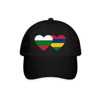 Bulgarien Mauritius Flagge Herz - Baseballkappe - Schwarz/Schwarz - Vorne
