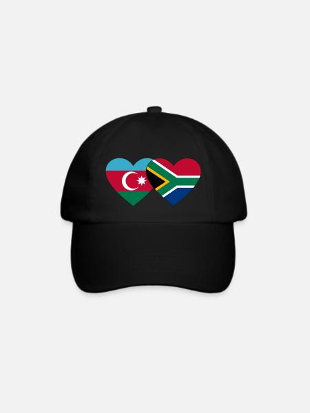 Aserbaidschan Südafrika Flagge Herz - Baseballkappe - Schwarz/Schwarz