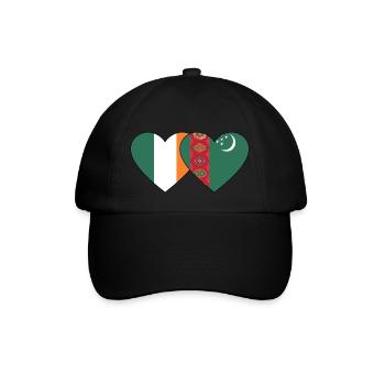 Irland Turkmenistan Flagge Herz - Baseballkappe - Schwarz/Schwarz - Vorne