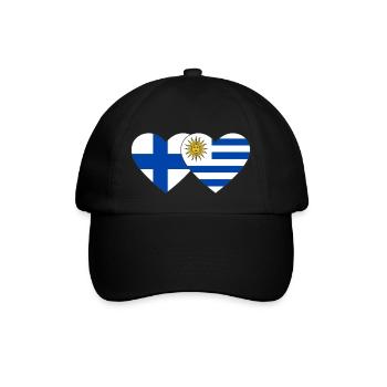 Finnland Uruguay Herz Flagge - Baseballkappe - Schwarz/Schwarz - Vorne