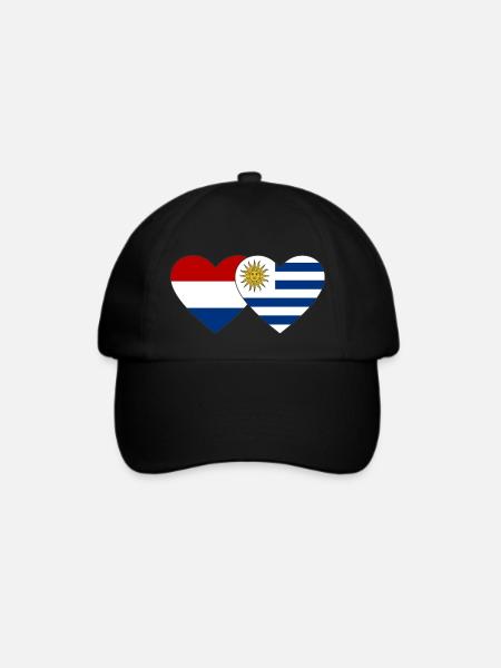 Holland Uruguay Herz Flagge - Baseballkappe - Schwarz/Schwarz