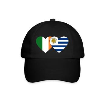 Irland Uruguay Herz Flagge - Baseballkappe - Schwarz/Schwarz - Vorne