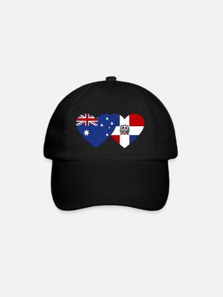 Australien Dominikanische Republik Flagge Herz - Baseballkappe - Schwarz/Schwarz