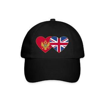 Montenegro England Flagge - Baseballkappe - Schwarz/Schwarz - Vorne