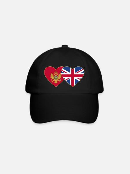 Montenegro England Flagge - Baseballkappe - Schwarz/Schwarz