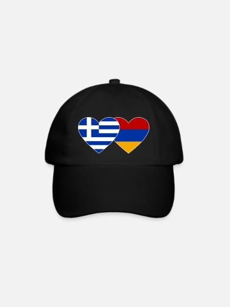 Griechenland Armenien Flagge Herz - Baseballkappe - Schwarz/Schwarz